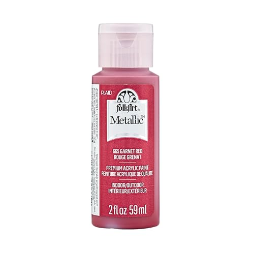 Folk Art Metallic Acrylic Paint in Assorted Colors (2 oz), 6102, 2 Ounce Garnet Red
