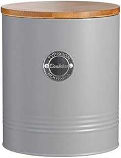Typhoon Living Airtight Biscuit/Cookie Storage Canister with Bamboo Lid, Grey, 3.4 Litre