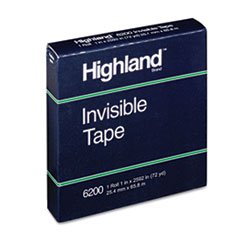 Highland MMM620025921 INVISIBLE TAPE, 1 X 2592, 3 COREFull Package Of:12 RL