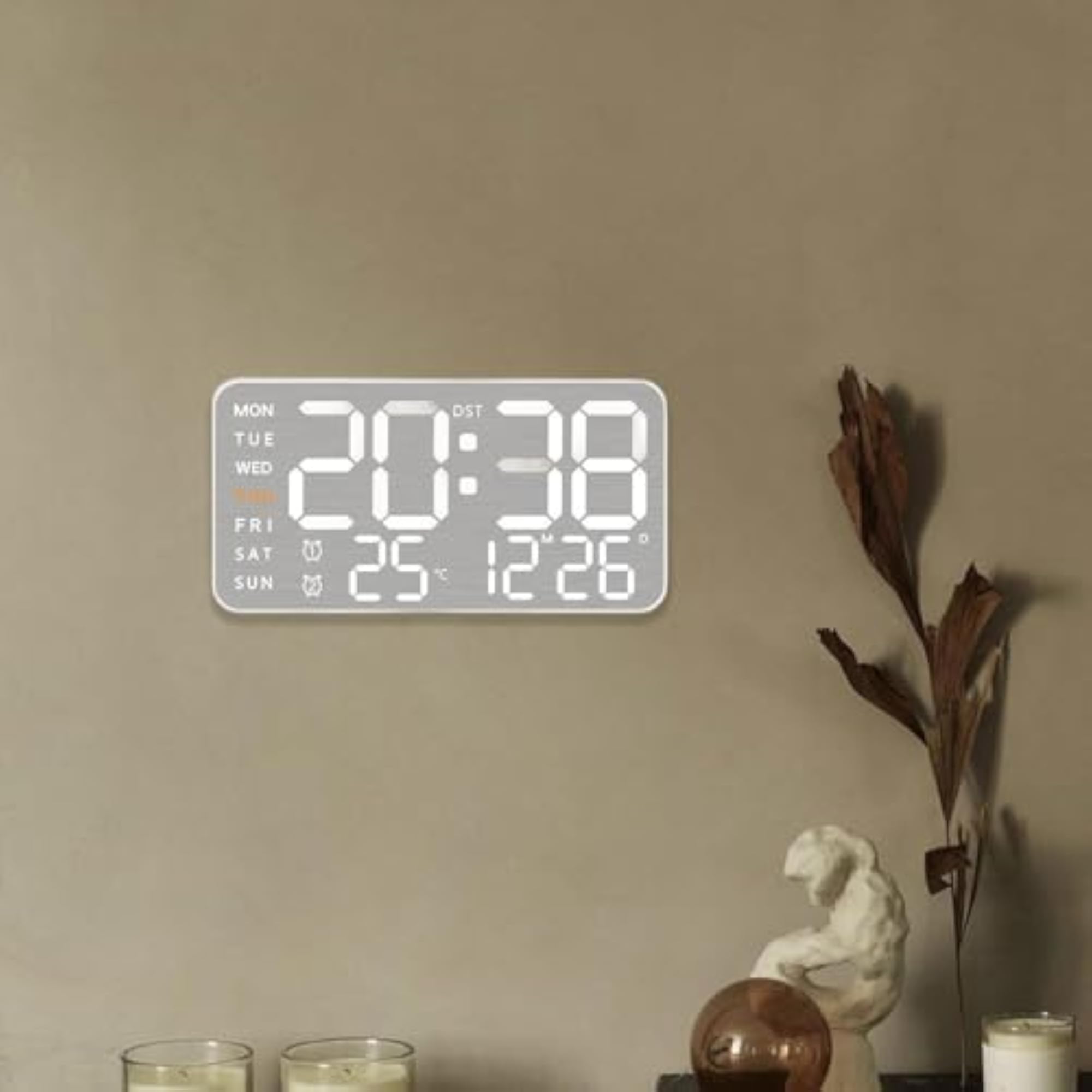 Digital Wall Clock with Week Month Date Display