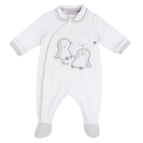 Chicco Mono de Chenilla Con Abertura En La Parte Delantera, Unisex bebé, Blanco (6), 3 meses, Diseñado en Italia