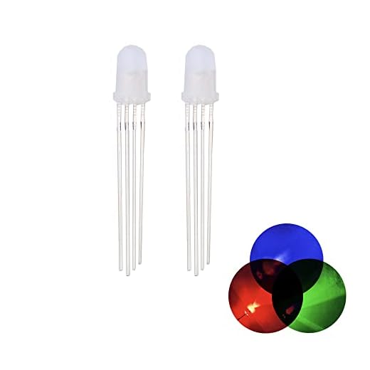 100 Stück 5mm LED Leuchtdiode gemeinsame Kathode 4 Pin RGB Dreifarbig (Rot/Grün/Blau) Frosted Round LED Lampen Elektronikkomponenten Anzeige Leuchtdioden