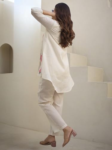 Image of INDO ERA Women's Cotton Ethnic Co-Ord Set | Kurta Pant Set | Stylish Cotton Suit Set for Women,10123
