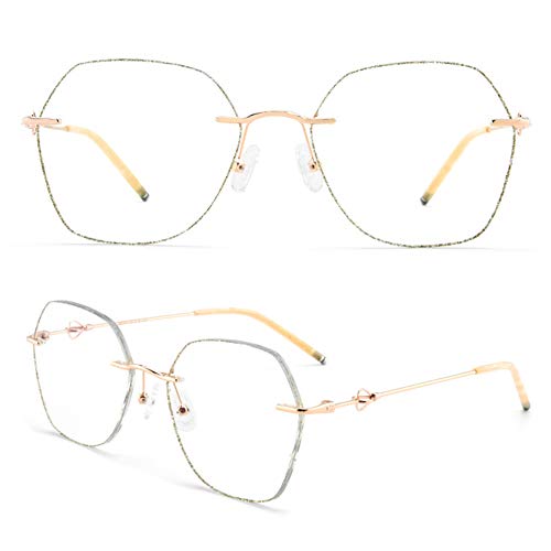 Anti-Blue Light Retro-Brille,LMM Frameless Diamond-Cut-Brille Black Frame Clear Lens Brille,bietet Anti-Strain Und Anti-Ermüdung