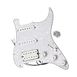 FLEOR Alnico V Loaded Prewired Pickguard Set SSH Alnico Dual Rail Humbucker for ST ST Electric Guitar Replacement White Pearl