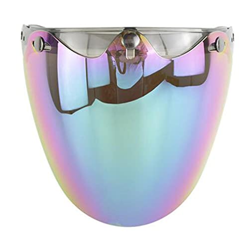 Vsenkes オープンフェイスオートバイヘルメット用3スナップバイザーシールドフェイスマスクフリップアップダウン, カラフル