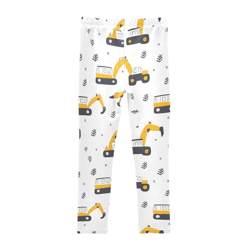 Cartoon Excavator Girls Leggings Ultra Soft Compression Yoga Gym Pants for Kids 4-10T2