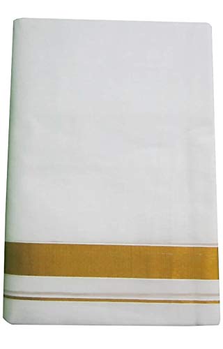 BHAJANLAL GREENERY White Cotton Double Dhoti BHAJANLAL GREENERY White Cotton Double Dhoti