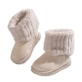 Mateju Esponjosa Botas Nieve Niña, Gamuza Botas Nieve Niño Outdoor Calentar Forro polar Interno Zapatillas Invierno para Dar Calor, Para Niños Adolescentes Otoño Invierno 22-36 EU