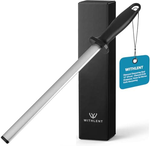 Diamond Sharpening Steel - 12 inch Knife Sharpener for Master Chef, Ideal for Kitchen Knife, Cooking Knife, Butchers and Japanese Knife, Home Gourmet Blade Sharpening Stick