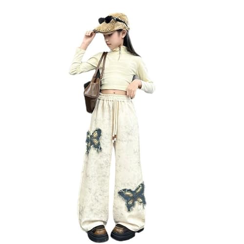 Girls Baggy Sweatpants Butterfly Printed Straight Leg Pants Casual Joggers for Teen Girls Size 8-14 Years