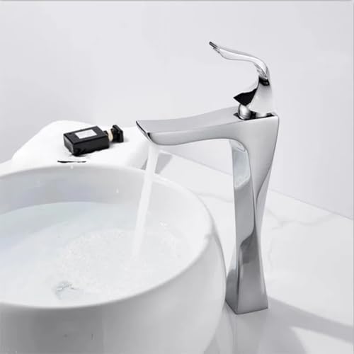 Robinet de lavabo chrome doré mitigeur élégant eau chaude et froide pour vasque chic de salle de bain - 3