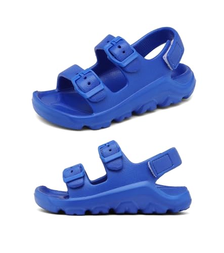 Nedaan Toddler Boys Little Kid Sandals Buckle Adjustable Water Sandal With Hook Loop Back Strap Blue
