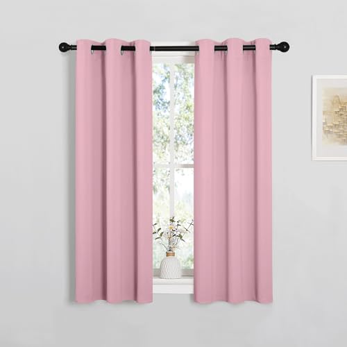 Image of NICETOWN Window Curtain Panels, Thermal Insulated Solid Grommet Blackout Draperies /Drapes for Basement (Crystal Pink, 1 Pair, 29 by 45-inch)