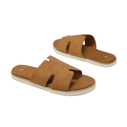 Summer Men Sandals for Suede, Comfortable Flats with Memory Foam Insole, EVA Outsole Non-Slip Casual Fashion 1H-Slides3