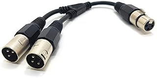 MainCore 25cm 3pin XLR Female Plug to 2 x XLR Sockets Male Y Audio Splitter Combiner Adapter Cable Lead