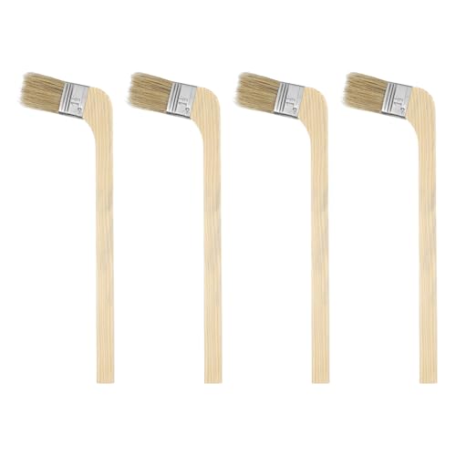 sourcing map 4 pinceles de pintura de 3,8 cm de ancho, reutilizables, variedad de ángulos, pintura de radiador, pintura de látex, pintura al óleo, muebles, paredes, mejoras del hogar, marrón