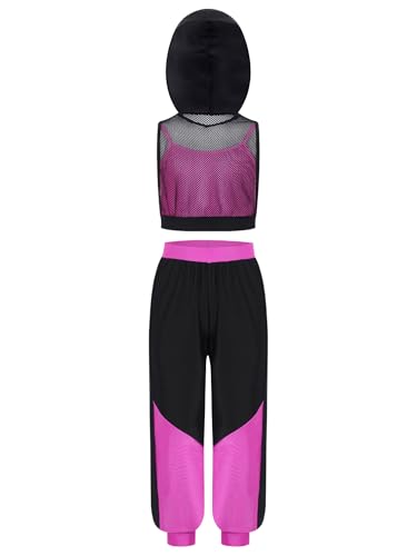 TiaoBug Kids Girls 2Pcs Color Block Sports Set Gymnastics Activewear Sports Vest and Jogger Pants Set3