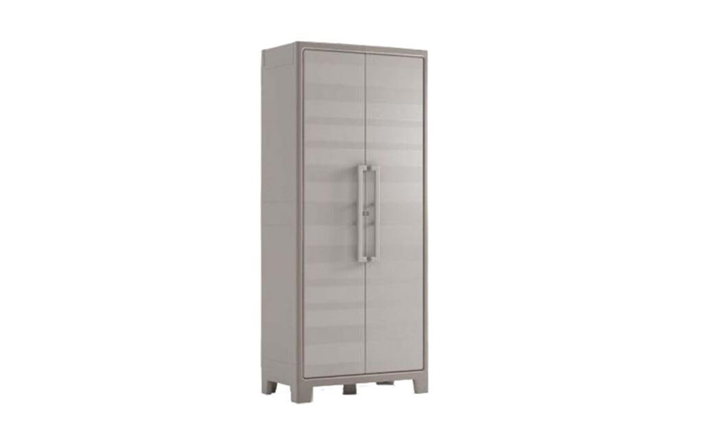Keter Gulliver Kunststoffschrank/Besenschrank, Utility, beige, 80 x 44 x 182 cm, inkl. Einlegeböden, für drinnen und draußen geeignet, UV- und wasserbeständig (IPX3)