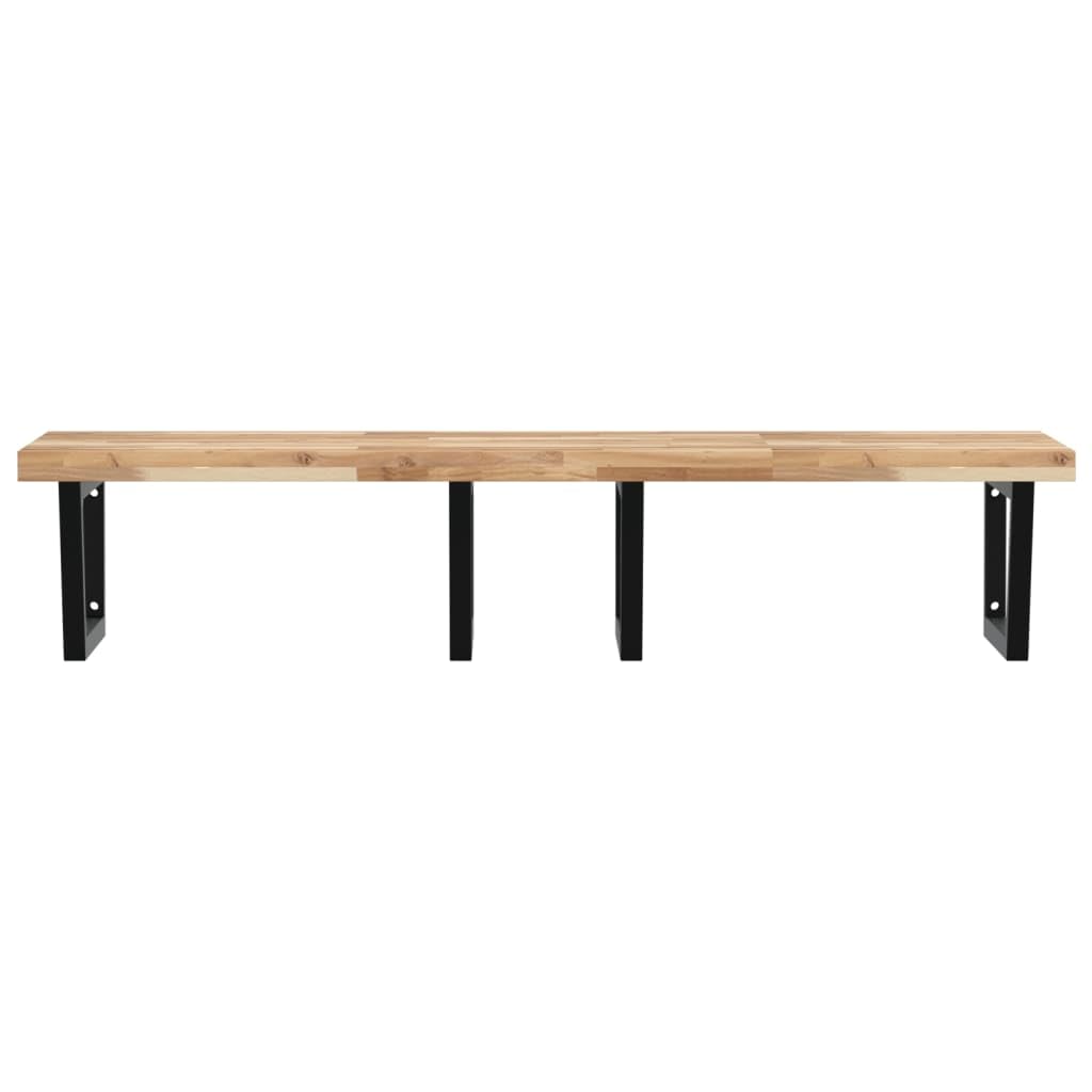 Waschtischplatte mit Wandhalterung, Massivholz Akazie Badezimmer-Regal, 120x60x4 cm, Stabile Stahl-Konsole zur Wandmontage, Belastbar bis 100 kg, Platzsparendes Design für Waschtisch