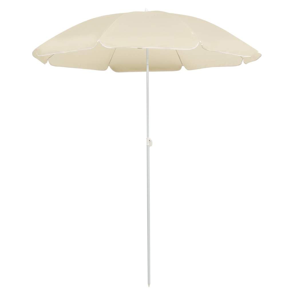 Sombrilla con mecanismo basculante, arena, 180 cm, poliéster resistente a los rayos UV, barra de acero de 200 cm de altura, balcón, jardín, playa, para pequeñas terrazas y balcones