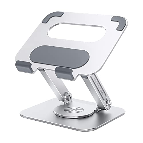 Tablet Stand Holder for iPad with 360 Rotating Base ,Reinforced double support arm， Adjustable Tablet Stand,Minimalist style,Compatible with iPad Pro Air Mini, Surface and More,4.7-13inch (Silvery)