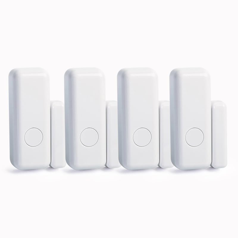 4pcs Sensor inalámbrico de Puerta y Ventana con botón SOS para instalación de Alarma doméstica de 433 MHz