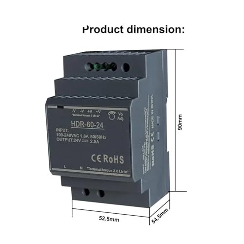 Transformador tipo riel DIN de 24V y 1.5A con diseño slim anticaídas de tensión 4