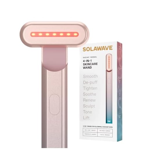 Solawave 4-in-1 Skinware Wand - Upgraded Radiant Renewal with Facial Massager, Red Light, Galvanic Current, and Therapeutic Warmth Anti-Aging Beauty Device (Blue/Pink Ombre)