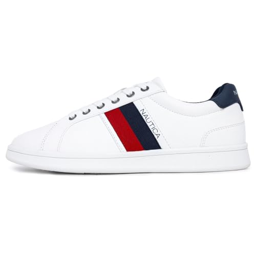 Nautica Men's Casual Lace-Up Shoe, Classic Tennis Low Top Boat Loafer, Fashion Sneaker-Henrey-White Red Navy-Size-10.5 - image 2