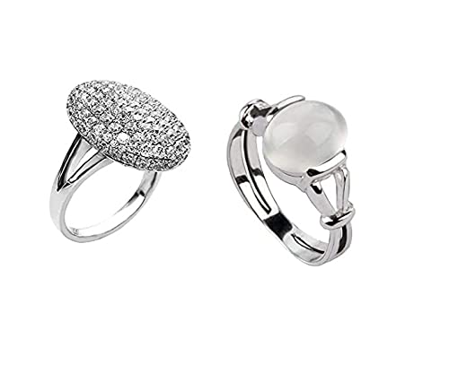 2 Piece, Twilight Saga Ring Bella Opals Silver Plated Twilight Bella Swan Moonstone Ring Wedding Engagement Rings Fashion Hot New Simple Classic Movie Film Jewelry Gifts For Women Lady A2BA4M24JZM2AM (7)