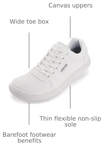 Image of WHITIN Men's Wide Toe Box Barefoot Shoes Minimalist Sneakers W882 | Natural Toe Freedom, Zero Drop Balance, Lightweight Canvas Comfort, Daily Walking, City Commute, Everyday Wear