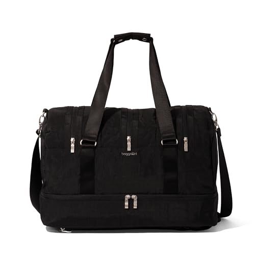 Baggallini MultiZip Convertible Duffel - Lightweight 15x12x12 Inch Travel Backpack Duffel Crossbody Bag for Women