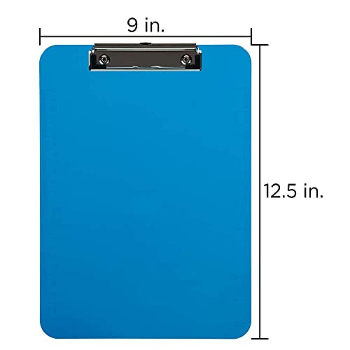 Jam Paper Plastic Clipboards With Low Profile Metal Clip - Letter Size (9 X 12.5) - Blue - Clip Board Sold Individually #TOP3