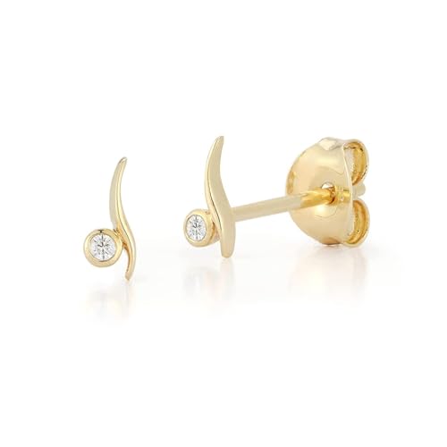 Mateo New York, Diamond Point Wave Studs, Yellow