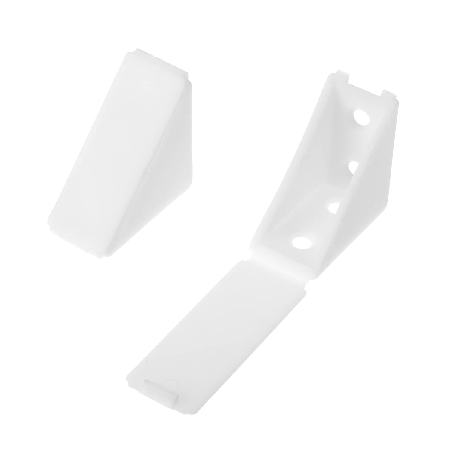 MroMax 30Pcs Plastic Corner Braces White Nylon L Shape Bracket with Cover Cap 1.57" x 1.57" x 0.87" (LxWxH) 4-Hole Right Angle Support for Repair Fixing Mending Shelf Closet Drawer Furniture