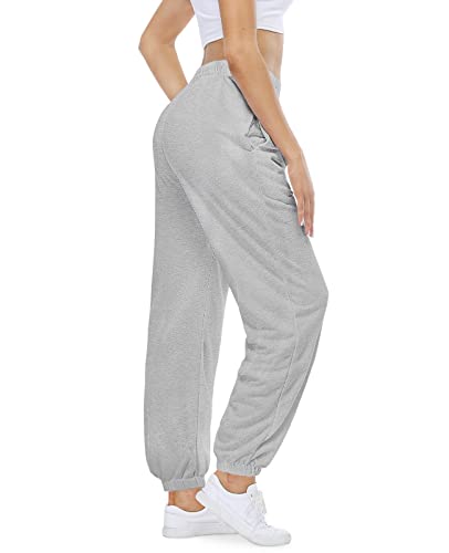 Cyinu Womens Fall Cinch Bottom Trousers High Waisted Sweatpants - Workout Athletic Lounge Joggers Pants With Pockets (Grey, S) #TOP2