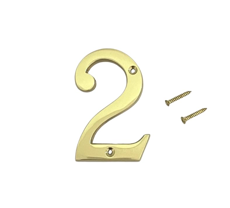 3" House Door Numbers Brass Yellow (Number 2)
