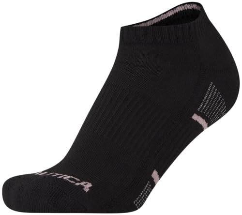 Image of Nautica Womens No Show Socks Moisture Wicking Ankle Low Cut Socks, 12 Pack | Moisture Wicking Dri-Motion Fabric, Cushioned Key Areas, Banded Arch Support, No Show Low Cut, Shoe Size 4-10