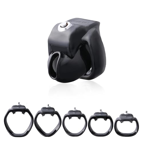 Image of HTV5 Resin Chastity Cage, 5 Wide Comfort Rings Click&Lock Lock for Men, Adult Sex Toy (Black, Nub)