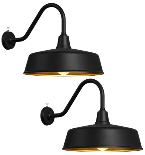 Image of JOESA 18 inch Large Outdoor Gooseneck Barn Lights, Dusk to Dawn, 2-Pack