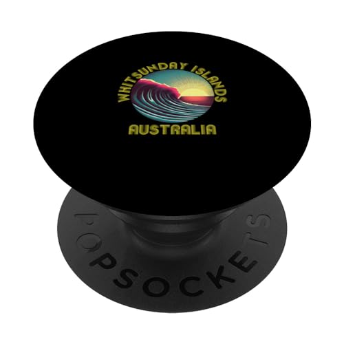 Retro Vintage Whitsunday Islands Clothing Whitsunday Islands PopSockets Swappable PopGrip, Black