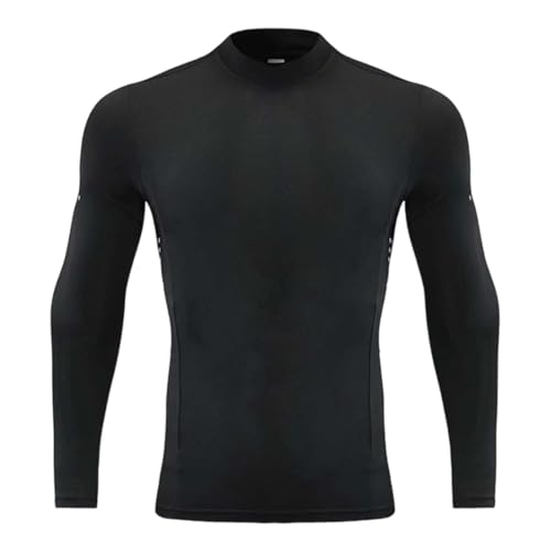 Camiseta de compresión de manga larga niño con cuello alto térmico y costuras elásticas