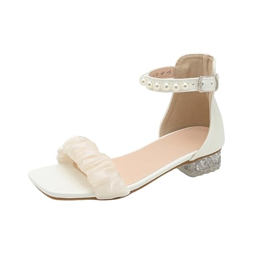 IWIHMIV Girls Dress Shoes Non Slip Chunky Low Heels Sandals Open Toe Square Toe Wedding Party School Flower Girl Shoes2