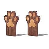 INFJMH Buchstütze 2 Stück Holz Buchstützen für Regale Cat Claw Dekorative Buchstützen Rutschfester L-förmiger Buchstopper für Bücher/Filme/CDs/Videospiele Bibliothek