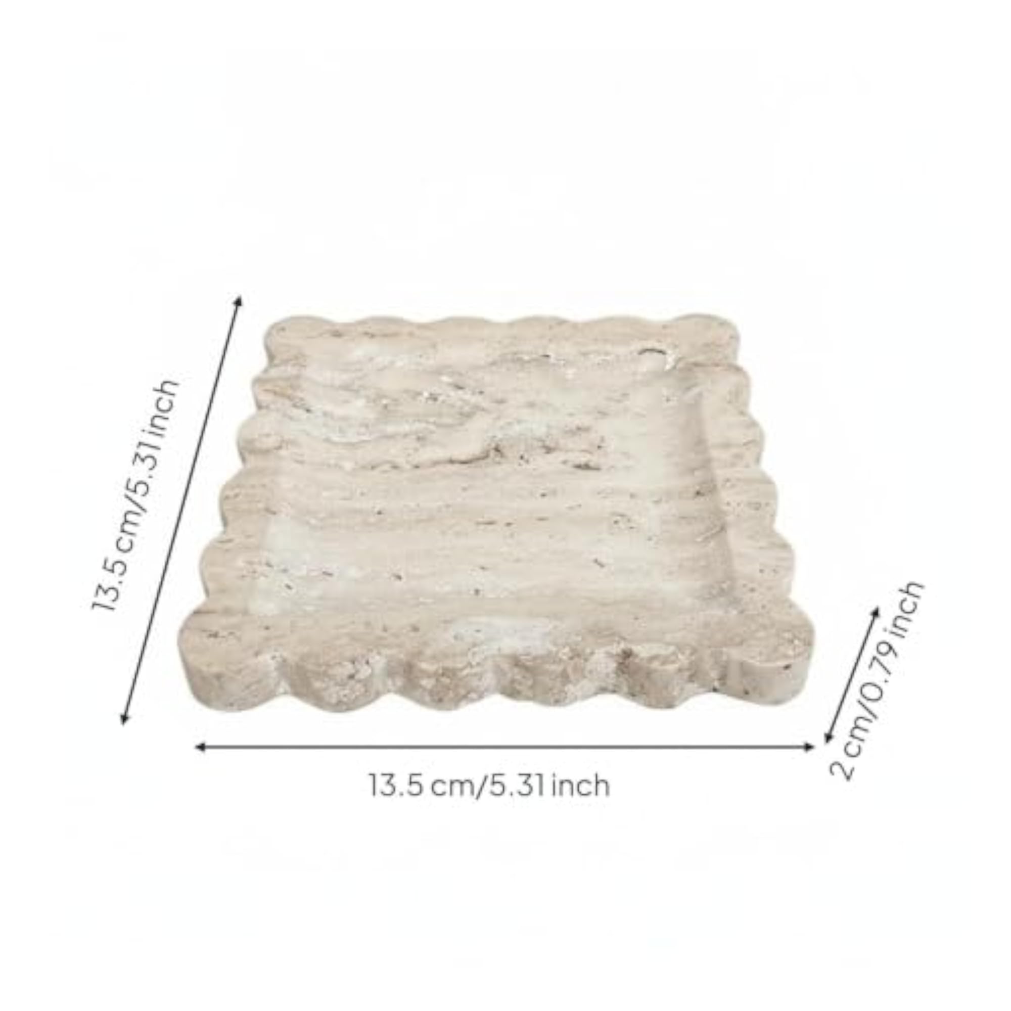 Decorative Edge Stone Tray, Carved Tabletop Accent