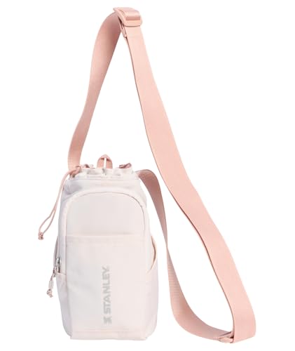 STANLEY Vitalize Carry-All Bag | Bottle Holder with Drawstring Cinch | Adjustable Shoulder Strap | Zippered Valuables Pocket | Durable Recycled Fabric | Rose Quartz