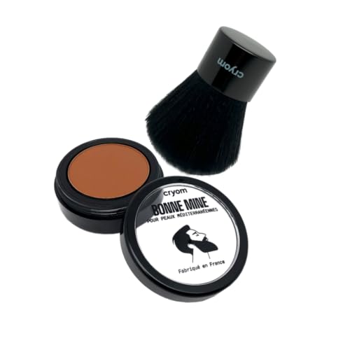 CRYOM - Routine BONNE MINE : poudre compacte + applicateur Kabuki, 4 teintes disponibles. Cosmétique et maquillage pour hommes. N°2 : Méditerranéennes