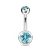 14g Double Gem Ball Belly Button Ring Grade 23 Solid Titanium 5/16" (Aqua)