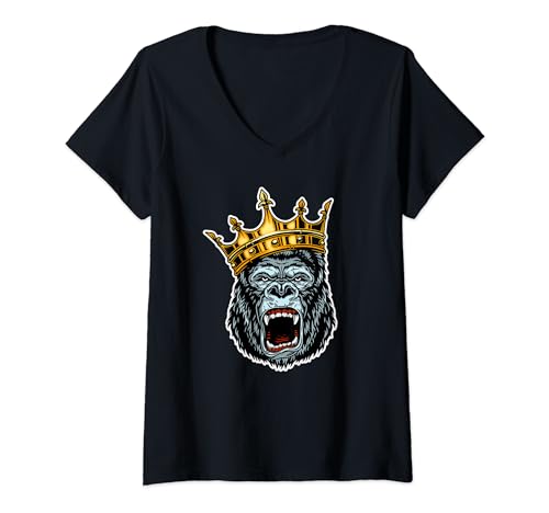 Bild: Affen Stark Zusammen Gorilla King Alpha Rage Farben T-Shirt mit V-Ausschnitt f�r 16,99 EUR bei amazon.de